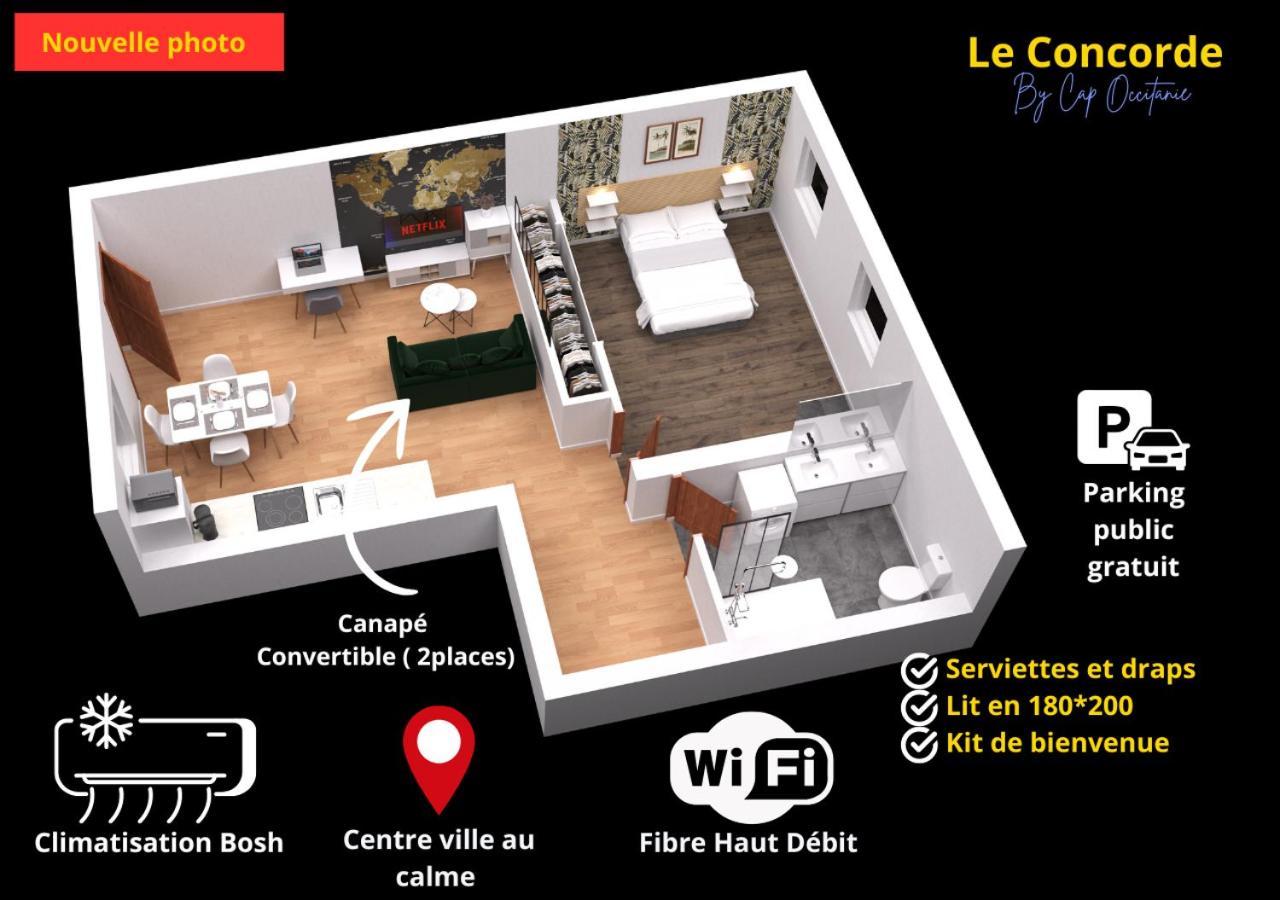 BramLe Concorde-Wifi-Clim-Parking-3Etoiles-Ockeys公寓 外观 照片